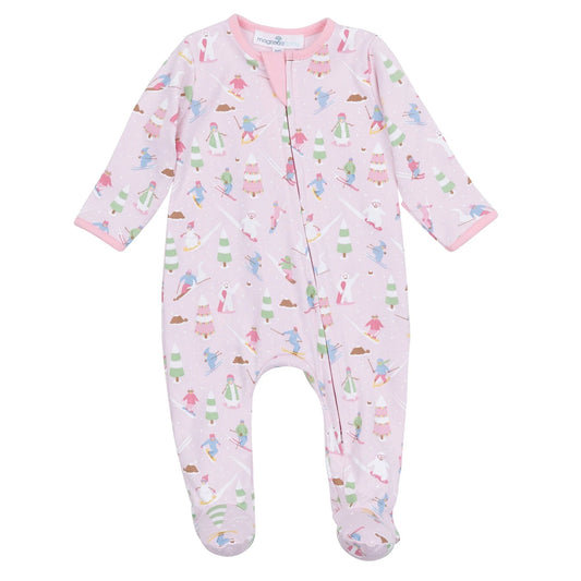 Ski Buddies Zip Footie - Pink