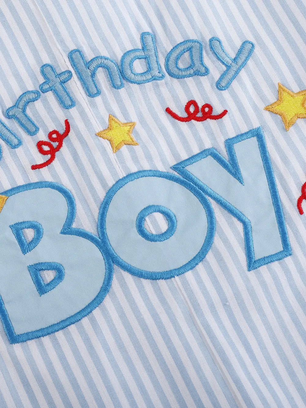Light Blue Birthday Boy Applique Shortalls