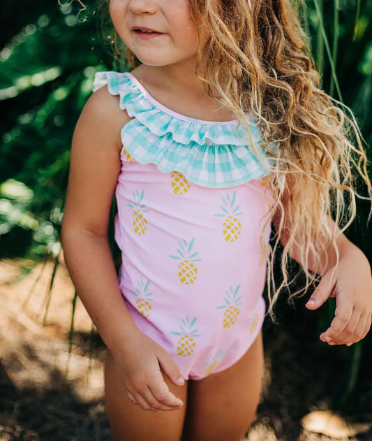 Pink Pineapple Bow Back Swimsuit